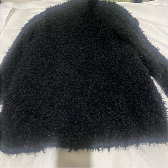 PrettyLittle Thing PETITE BLACK TEDDY FAUX FUR COLLAR MIDI COAT - Picture 9 of 10